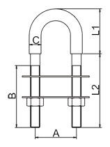U型螺栓帶螺母墊片標注